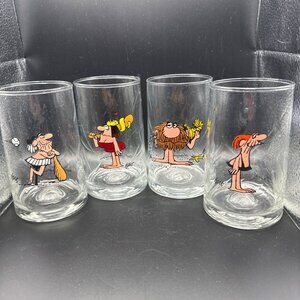 4 Vintage Arby’s Issue 1981 B. C. Ice Age collector glasses 16 Ounce